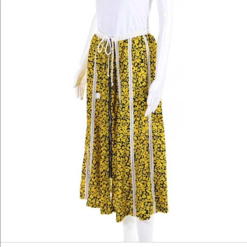 Derek Lam Collective Yellow Floral Long Skirt Size 40 or USA 8-10